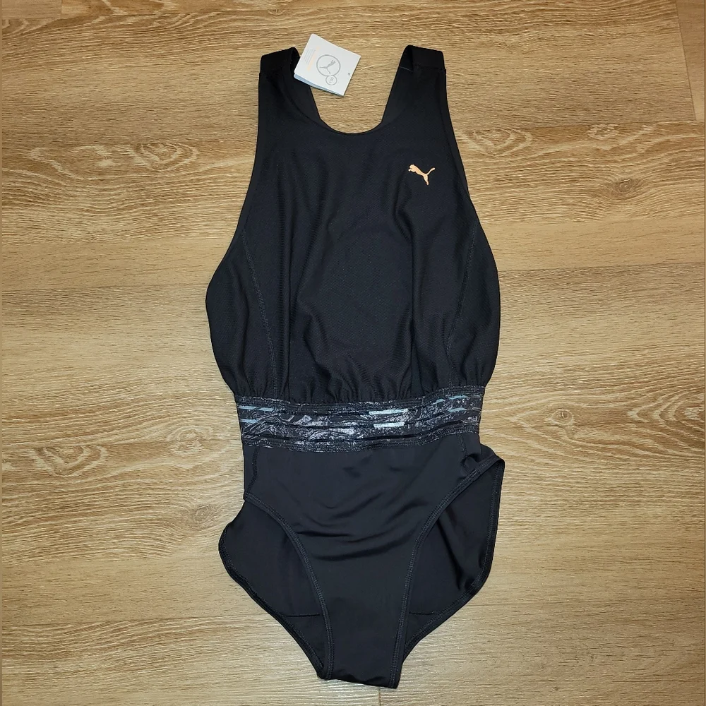 Puma Women's Athletic Black Leotard Explosive Multi-Purpose XS $70 New